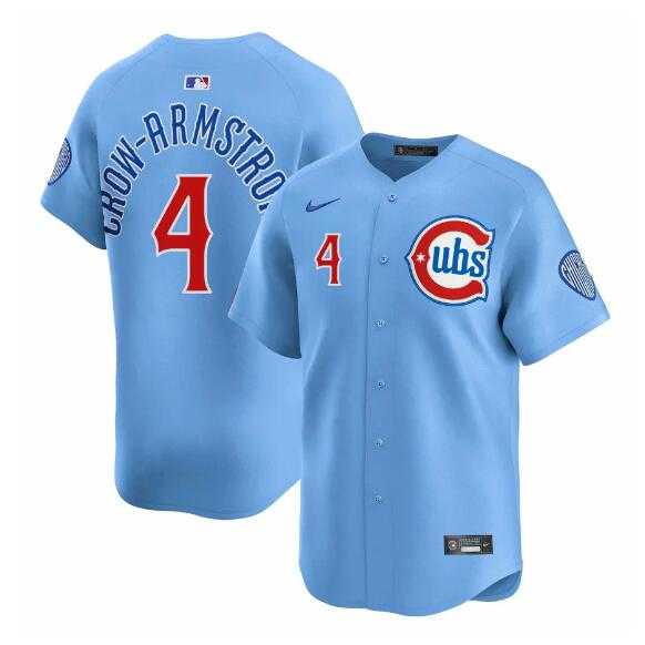 Men%27s Chicago Cubs #4 Pete Crow-Armstrong Blue 2024-25 2nd Alternate Limited Stitched Jersey Dzhi